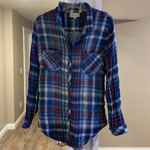 Blue long sleeve flannel